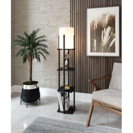 Grīdas stāvlampa ar plauktiem NORA 1xE27/40W/230V melna