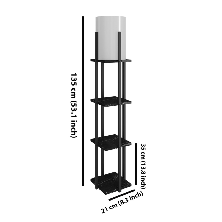 Grīdas stāvlampa ar plauktiem NORA 1xE27/40W/230V melna