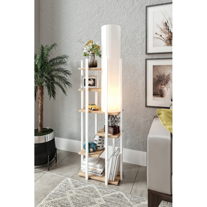 Grīdas stāvlampa ar plauktiem VOGUE 1xE27/40W/230V 160 cm balta