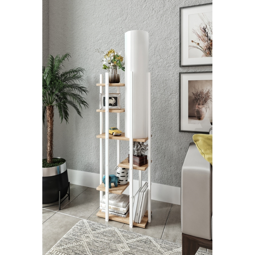 Grīdas stāvlampa ar plauktiem VOGUE 1xE27/40W/230V 160 cm balta