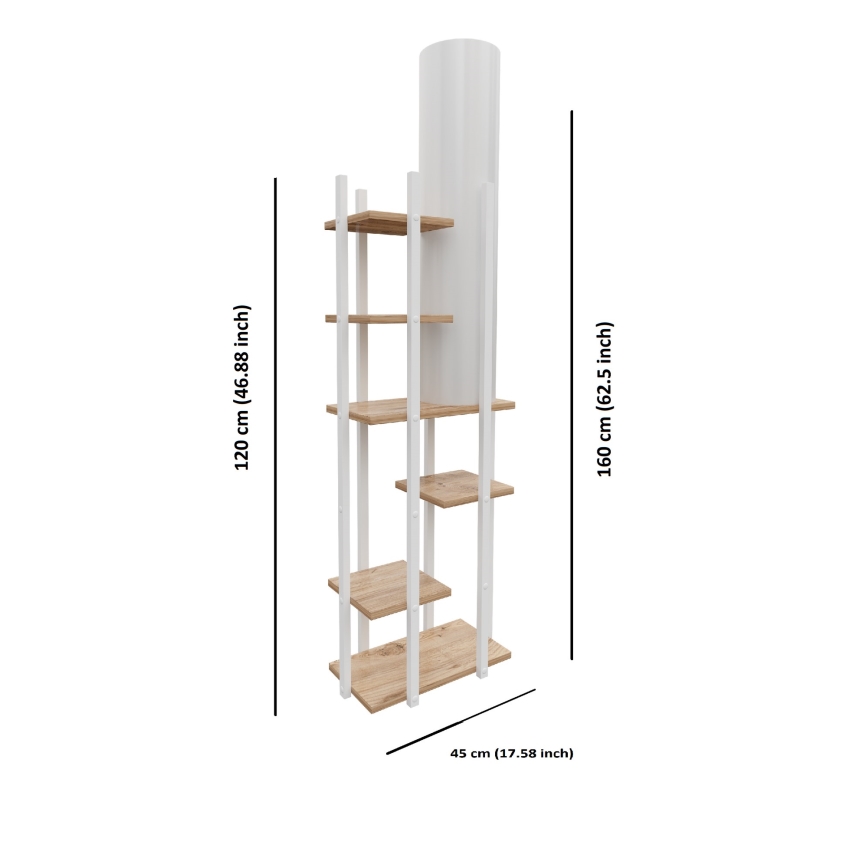 Grīdas stāvlampa ar plauktiem VOGUE 1xE27/40W/230V 160 cm balta
