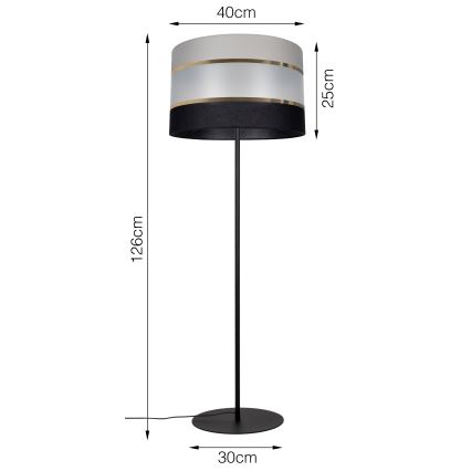 Grīdas stāvlampa CORAL 1xE27/60W/230V melna/pelēka