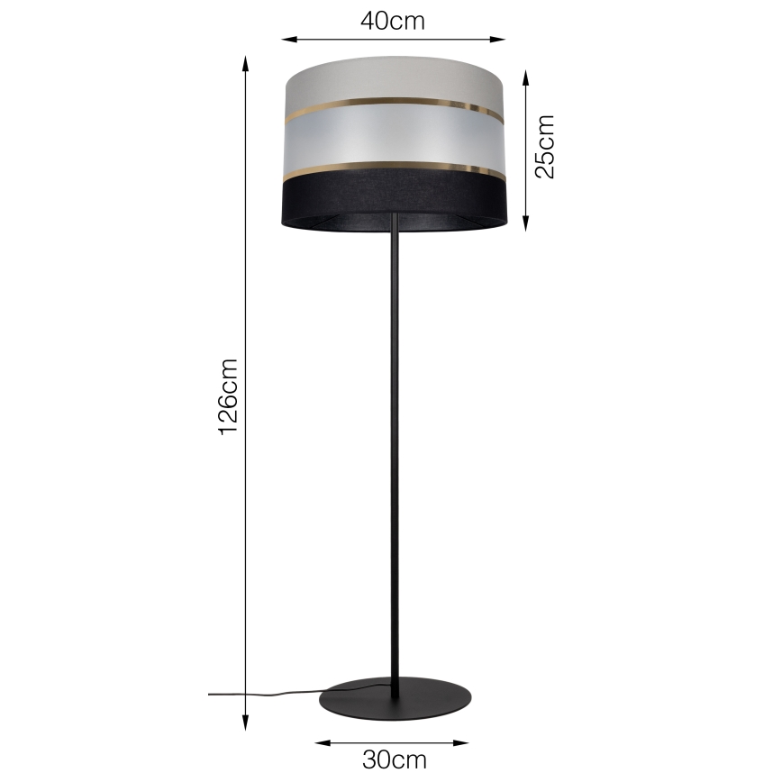 Grīdas stāvlampa CORAL 1xE27/60W/230V melna/pelēka