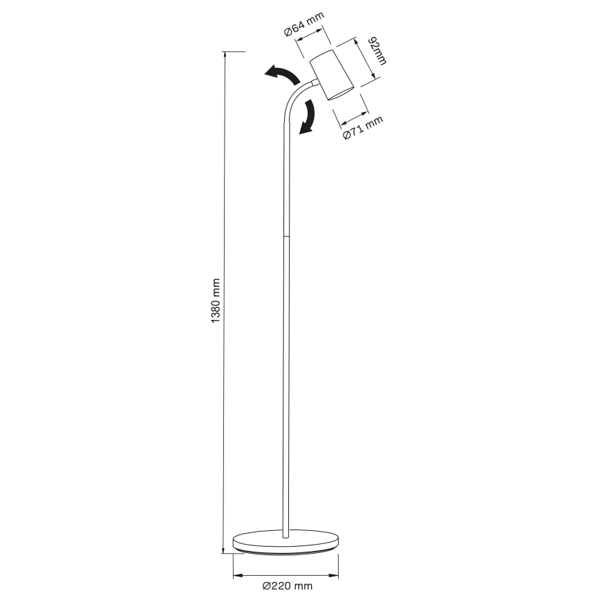 Grīdas stāvlampa FELIX 1xGU10/9W/230V melna