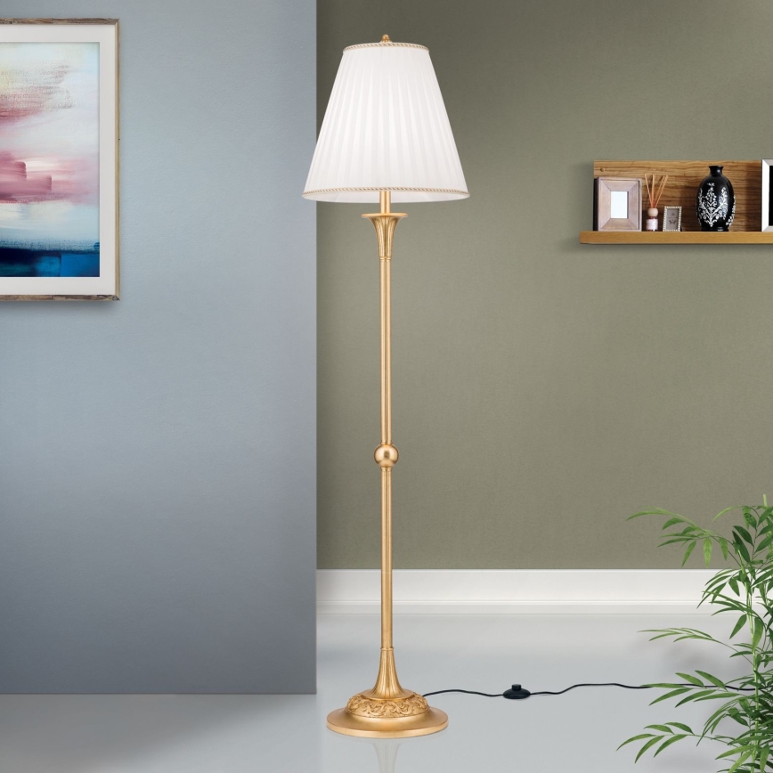 Grīdas stāvlampa FONSA 1xE27/60W/230V balta/zelta