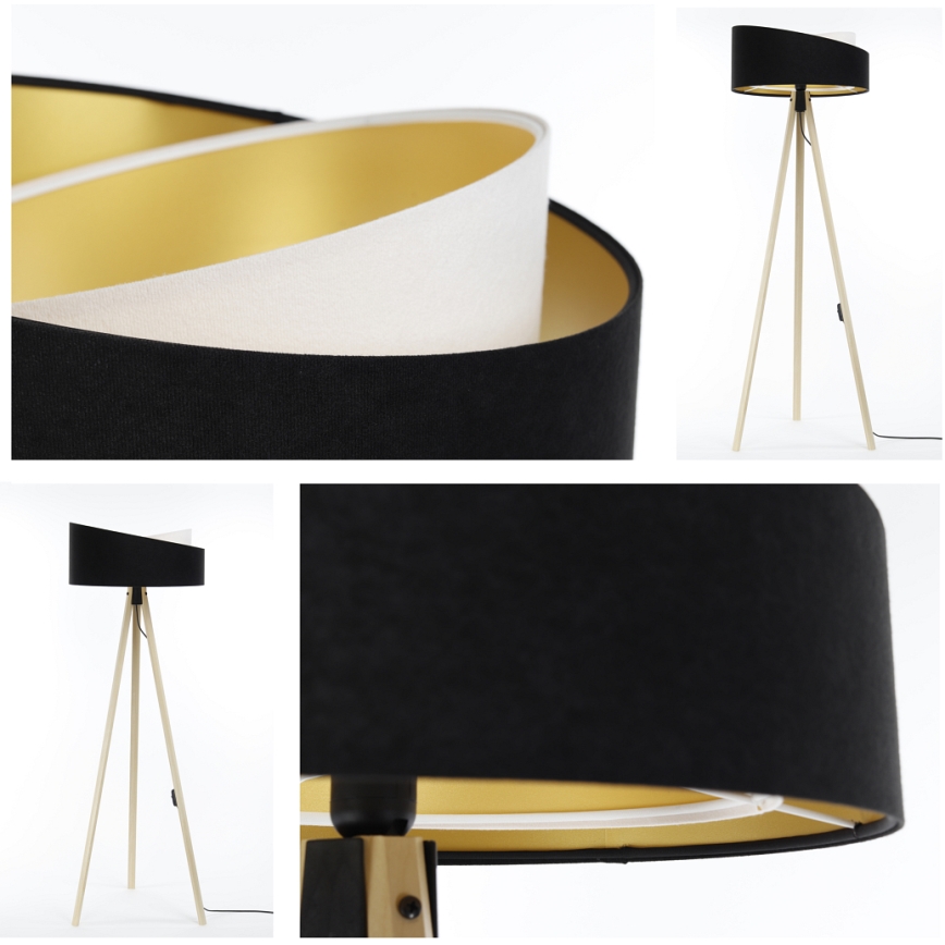 Grīdas stāvlampa GALAXY 1xE27/60W/230V melna/bēša