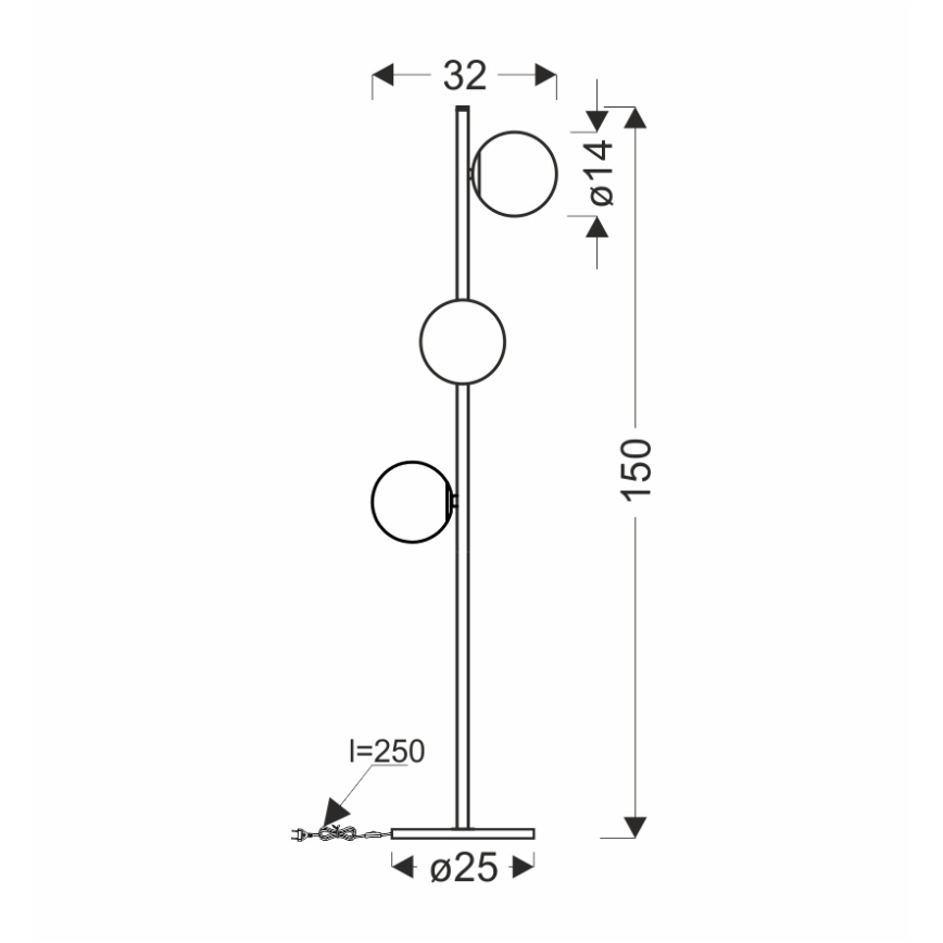 Grīdas stāvlampa KAMA 3xG9/28W/230V melna/dūmakains melna