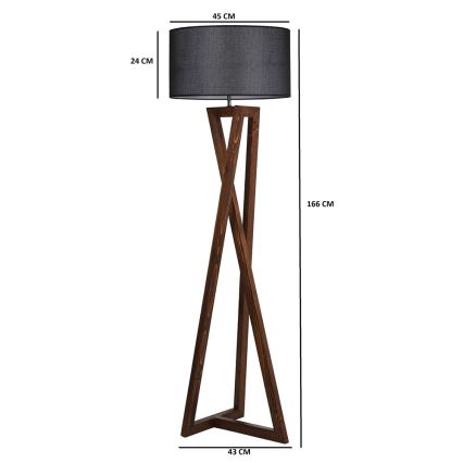 Grīdas stāvlampa MACKA 1xE27/60W/230V melna/brūna