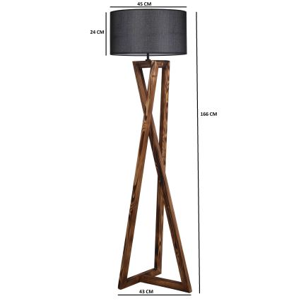 Grīdas stāvlampa MACKA 1xE27/60W/230V melna/brūna