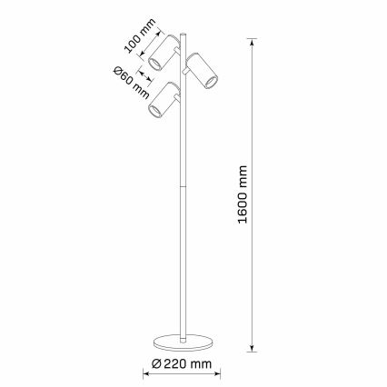 Grīdas stāvlampa MARIBEL 3xGU10/12W/230V melna