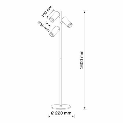 Grīdas stāvlampa PARĪZE 3xGU10/12W/230V melna