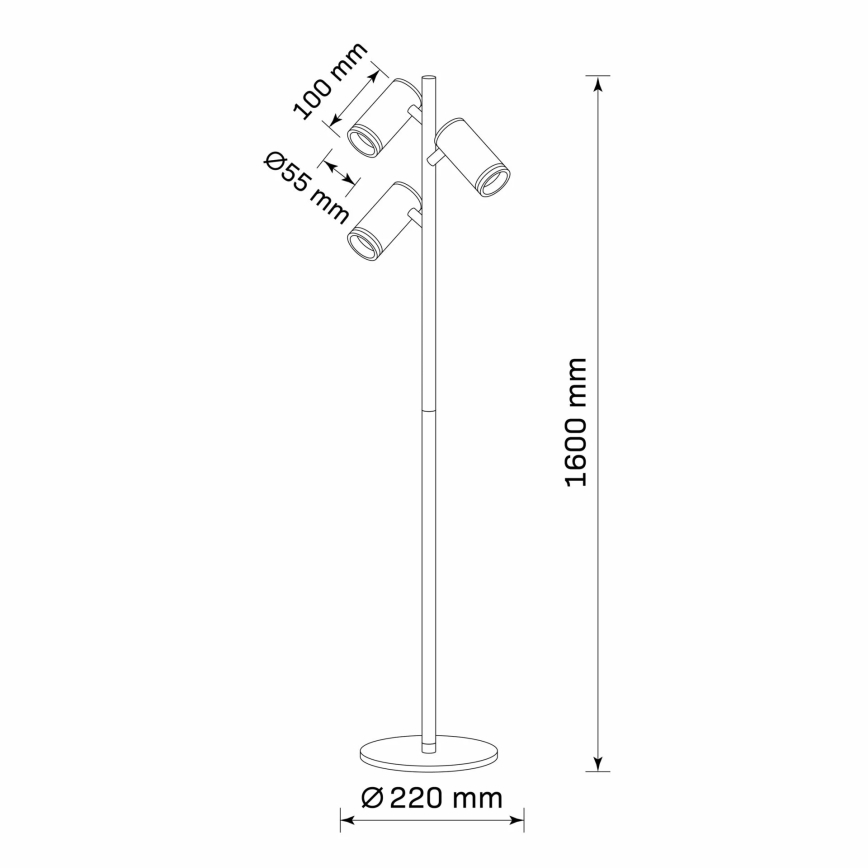 Grīdas stāvlampa PARĪZE 3xGU10/12W/230V melna