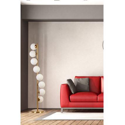 Grīdas stāvlampa SIMAY 1xE27/40W/230V zelta/balta