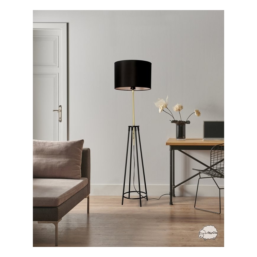 Grīdas stāvlampa TEGOLA 1xE27/60W/230V melna/zeltaina