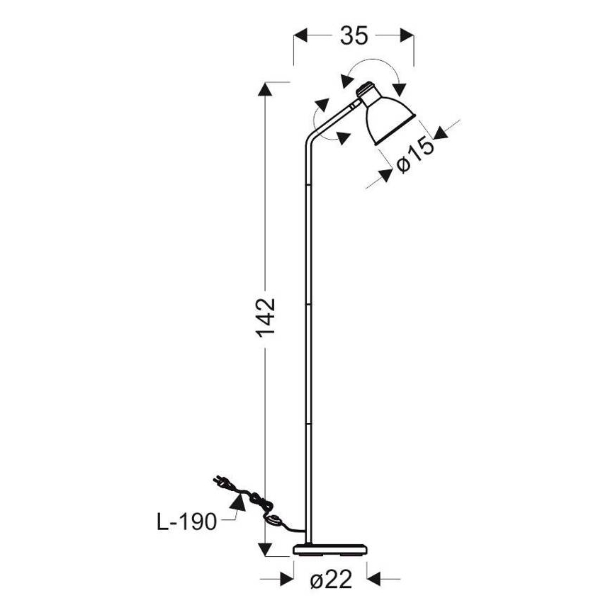 Grīdas stāvlampa ZUMBA 1xE27/40W/230V balta/melna