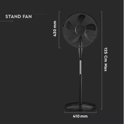 Grīdas ventilators d. 43 cm 55W/230V melns