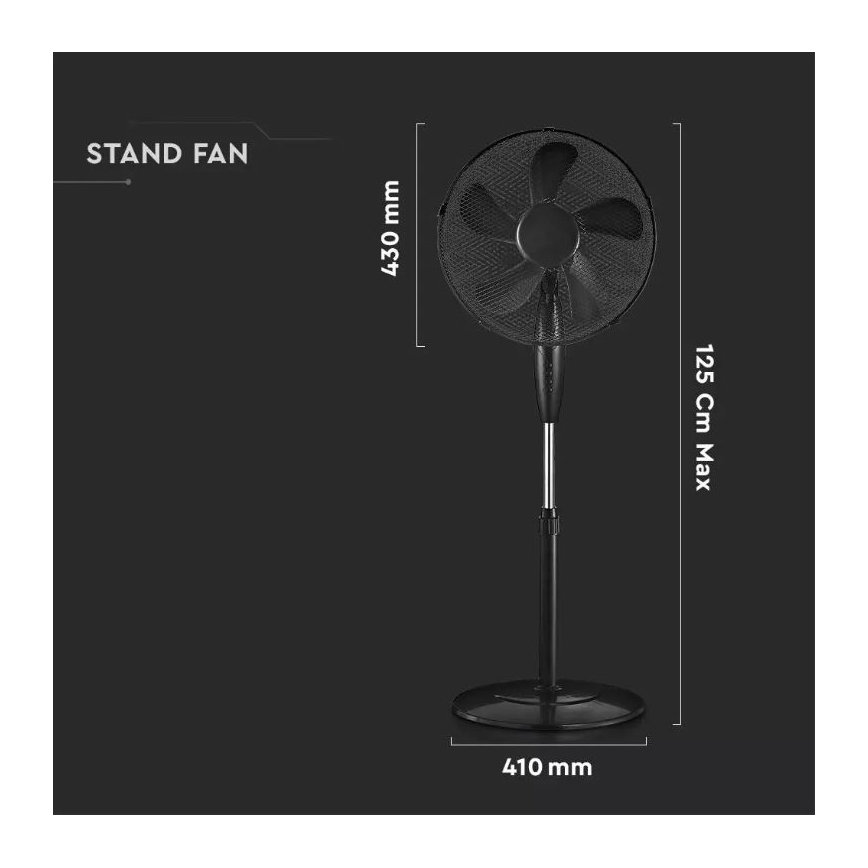 Grīdas ventilators d. 43 cm 55W/230V melns