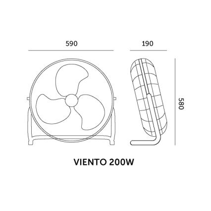 Grīdas ventilators VIENTO 200W/230V spīdīgs hroms