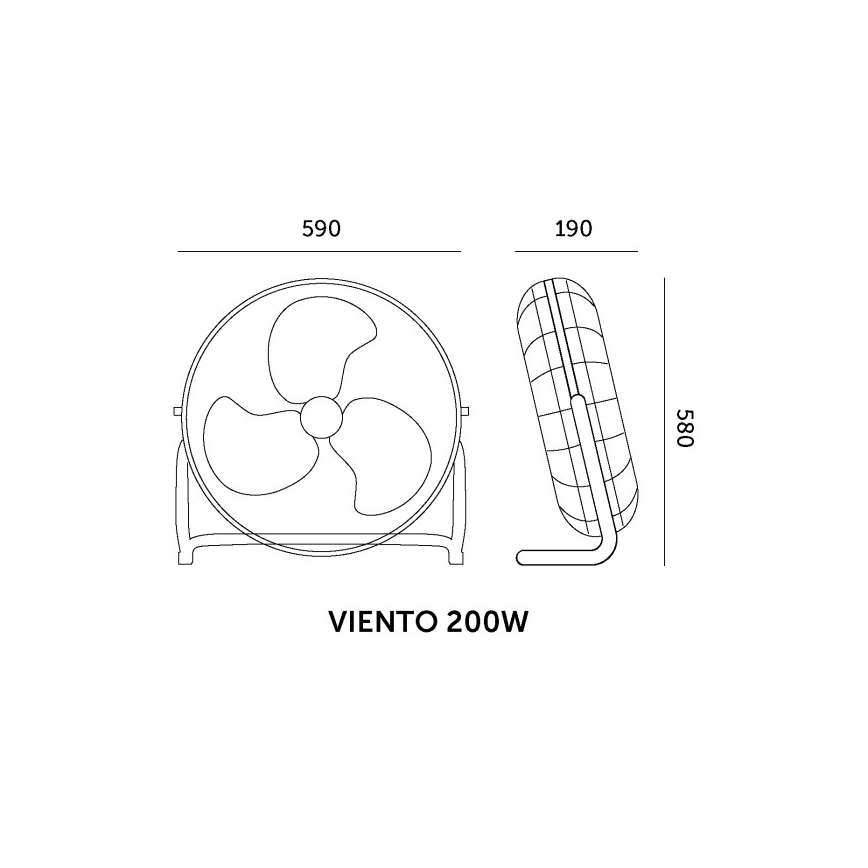 Grīdas ventilators VIENTO 200W/230V spīdīgs hroms