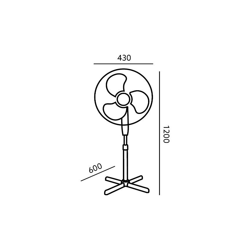 Grīdas ventilators VIENTO 45W/230V melns