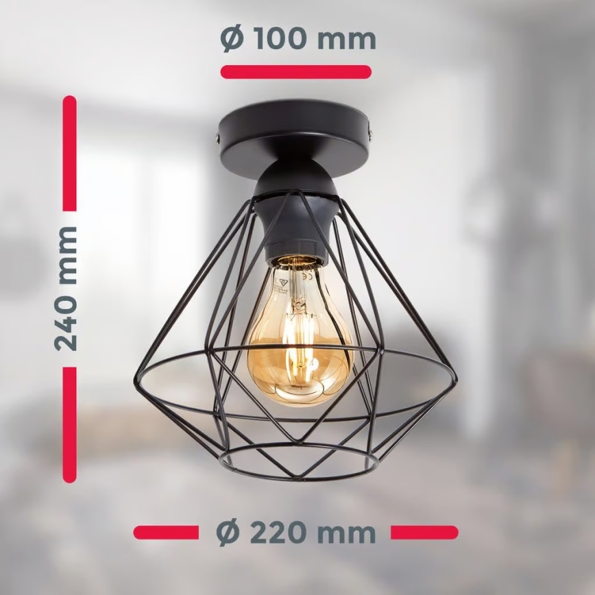 Griestu gaismeklis 1xE27/40W/230V melns