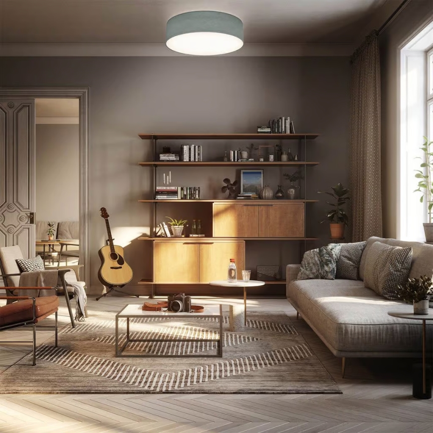 Griestu gaismeklis 2xE27/40W/230V Ø 38 cm pelēks