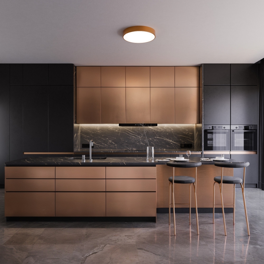 Griestu gaismeklis ar kustības un krēslas sensoru CLEO, 2xE27/24W/230V, Ø 30 cm, vara krāsā