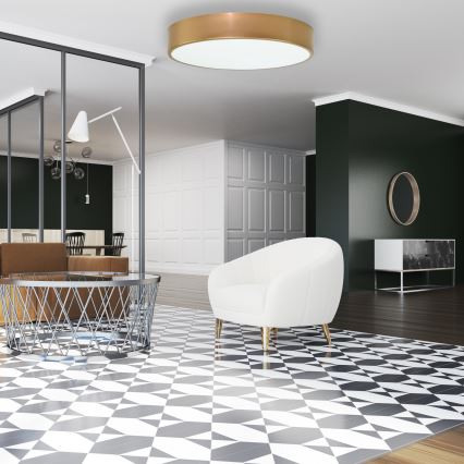 Griestu gaismeklis ar kustības un krēslas sensoru CLEO 4xE27/24W/230V, diametrs 50 cm, zelta krāsā