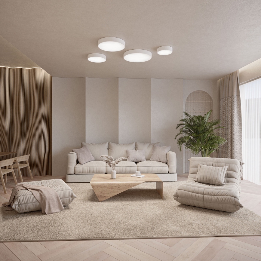 Griestu lampa ar kustības un krēslas sensoru CLEO 6xE27/24W/230V Ø 80 cm balta