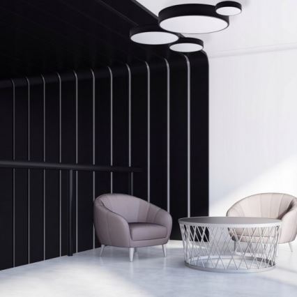 Griestu lampa CLEO ar kustības un krēslas sensoru, 6xE27/24W/230V, Ø 80 cm, melna