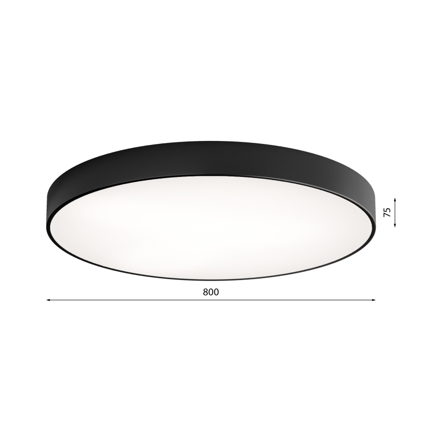 Griestu lampa CLEO ar kustības un krēslas sensoru, 6xE27/24W/230V, Ø 80 cm, melna