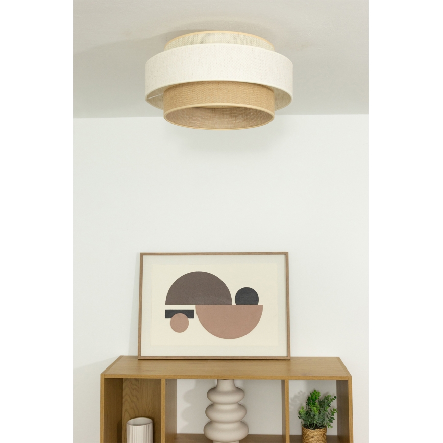 Griestu gaismeklis BOHO 1xE27/60W/230V Ø 40 cm balta/džuta