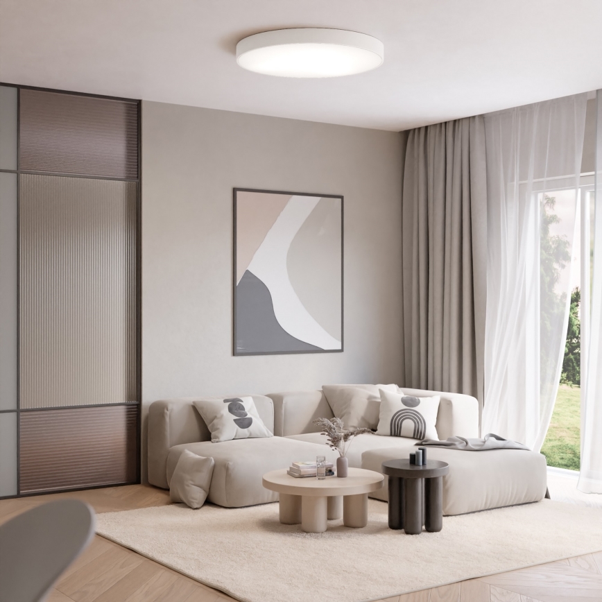 Griestu lampa CLEO ar kustības un krēslas sensoru 5xE27/24W/230V Ø 60 cm, balta