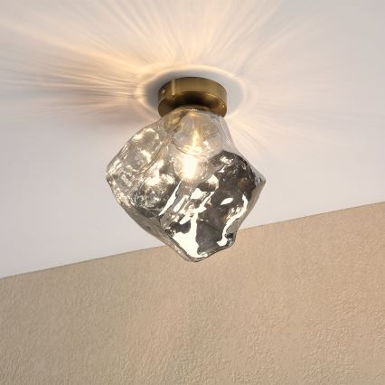 Griestu gaismeklis CRISTAL 1xE14/15W/230V misiņa/dūmakaina melna