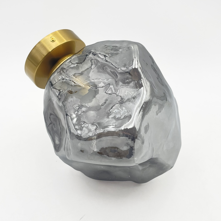 Griestu gaismeklis CRISTAL 1xE14/15W/230V misiņa/dūmakaina melna