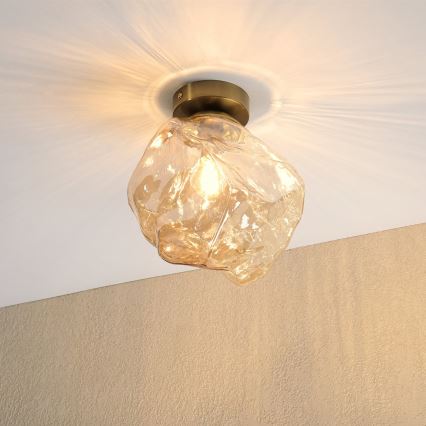 Griestu gaismeklis CRISTAL 1xE14/15W/230V misiņš/dūmota bēša