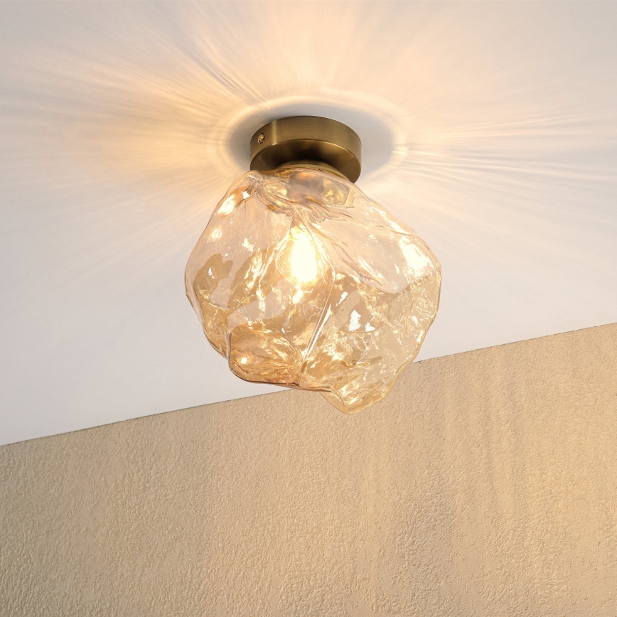 Griestu gaismeklis CRISTAL 1xE14/15W/230V misiņš/dūmota bēša