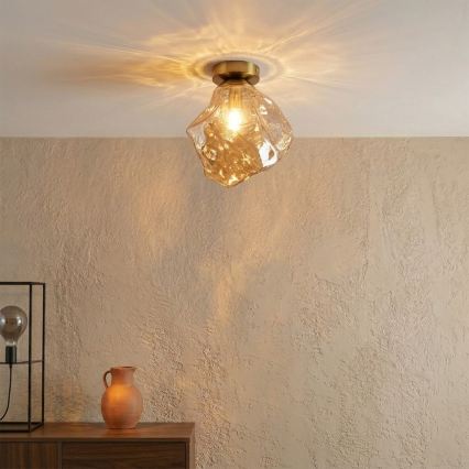 Griestu gaismeklis CRISTAL 1xE14/15W/230V misiņš/dūmota bēša