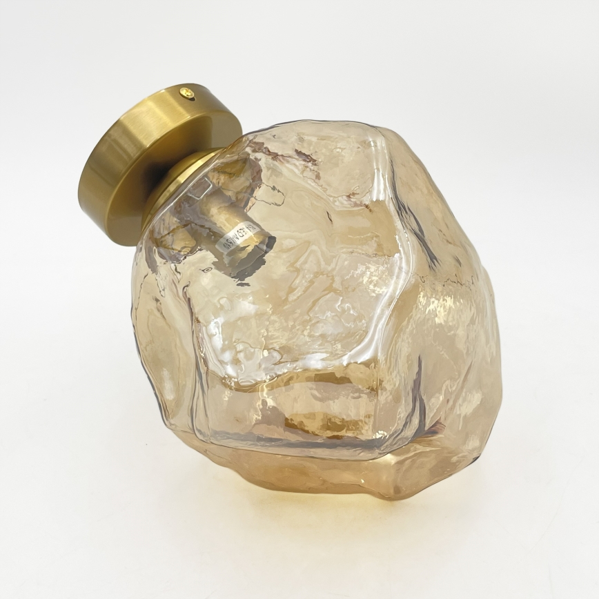 Griestu gaismeklis CRISTAL 1xE14/15W/230V misiņš/dūmota bēša