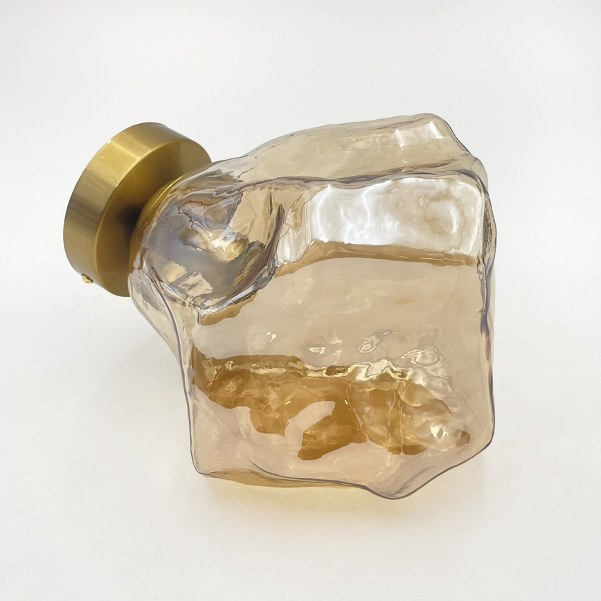 Griestu gaismeklis CRISTAL 1xE14/15W/230V misiņš/dūmota bēša