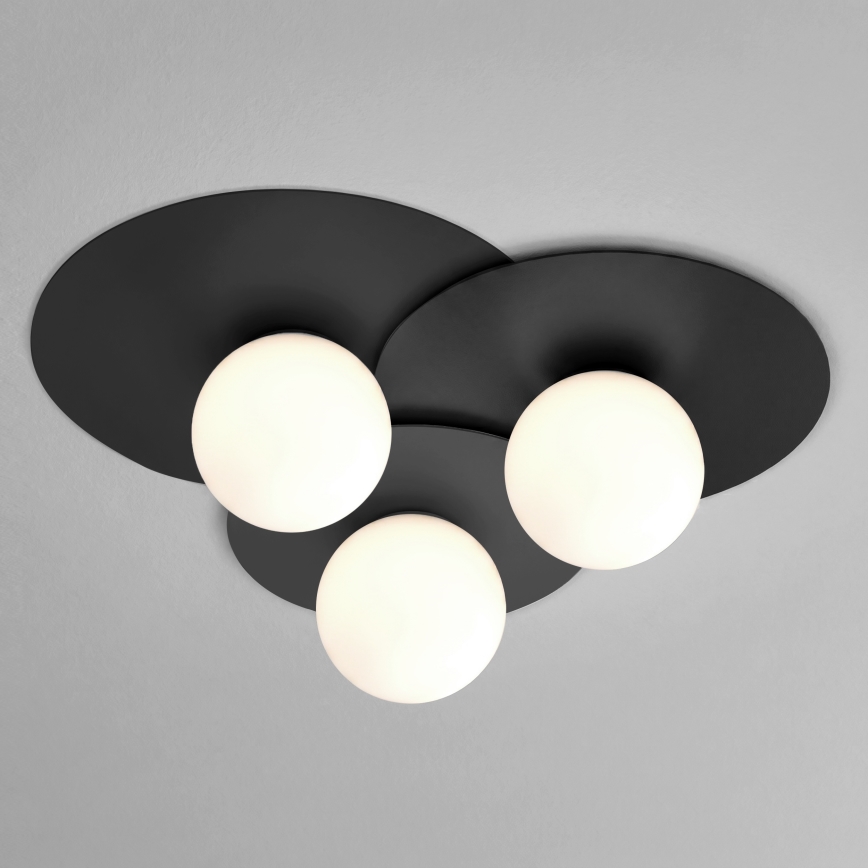 Griestu gaismeklis FLAT 3x E27/15W/230V 55x60 cm melns