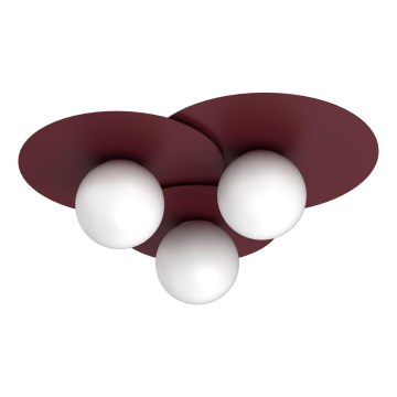 Griestu gaismeklis FLAT 3xE27/15W/230V 55x60 cm bordo