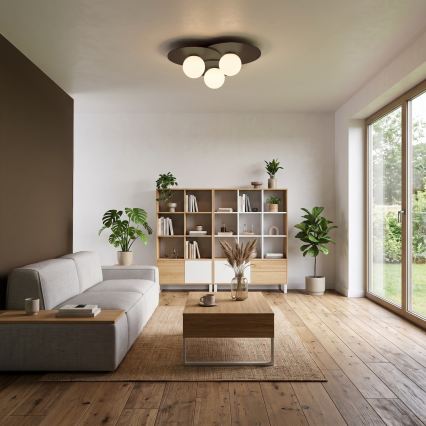 Griestu gaismeklis FLAT 3xE27/15W/230V 55x60 cm brūns