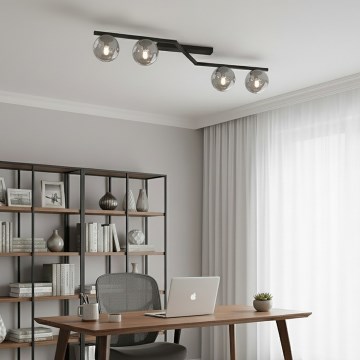 Griestu gaismeklis NATON 4xE14/10W/230V melns/dūmots