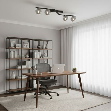 Griestu gaismeklis NATON 4xE14/10W/230V melns/dūmots