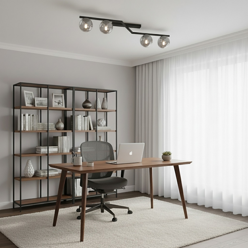 Griestu gaismeklis NATON 4xE14/10W/230V melns/dūmots