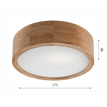 Griestu gaismeklis OAK 1xE27/60W/230V, ozola apdare, Ø 27,5 cm
