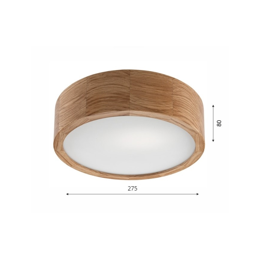 Griestu gaismeklis OAK 1xE27/60W/230V, ozola apdare, Ø 27,5 cm