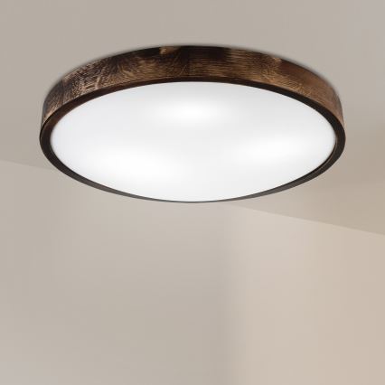 Griestu gaismeklis OAK SLIM 3xE27/15W/230V, Ø 47 cm, ozola/tumši brūnā krāsā
