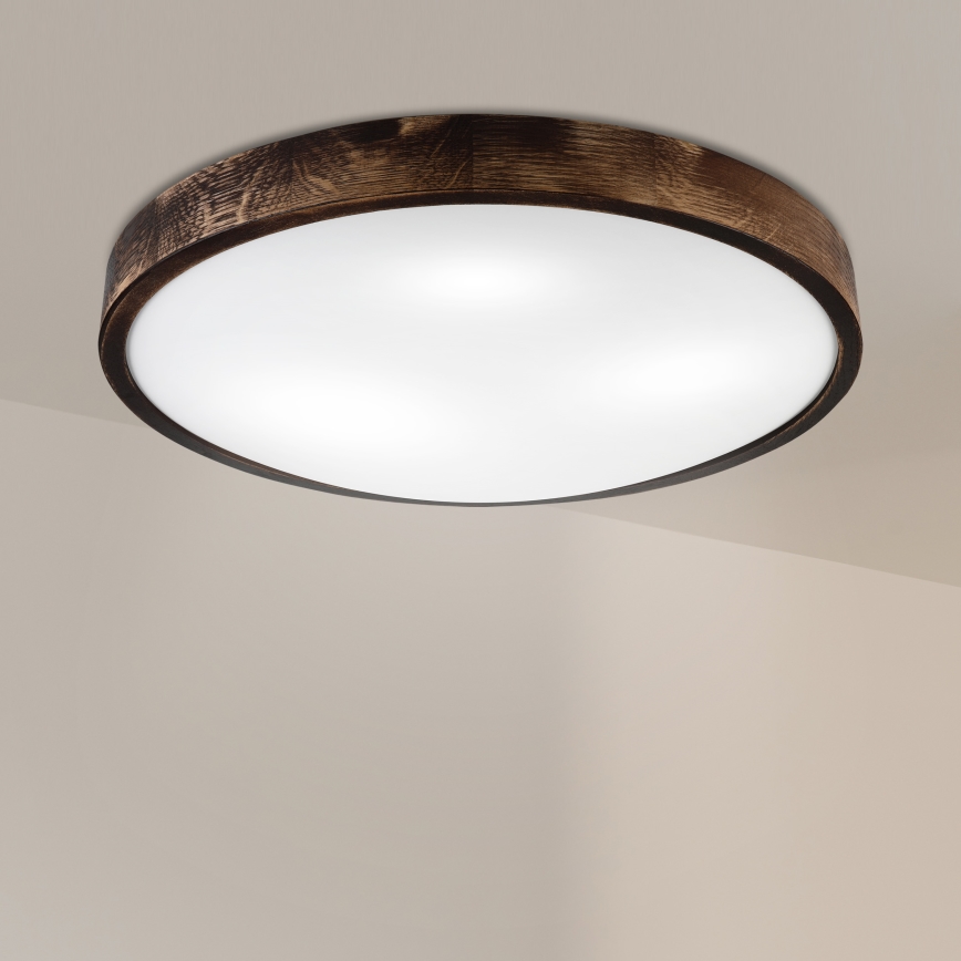 Griestu gaismeklis OAK SLIM 3xE27/15W/230V, Ø 47 cm, ozola/tumši brūnā krāsā